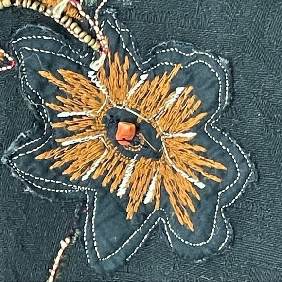 Laura Ashley Black Button Down Shirt/Shacket Embroidered/Stones/Sequin - Picture 10 of 12